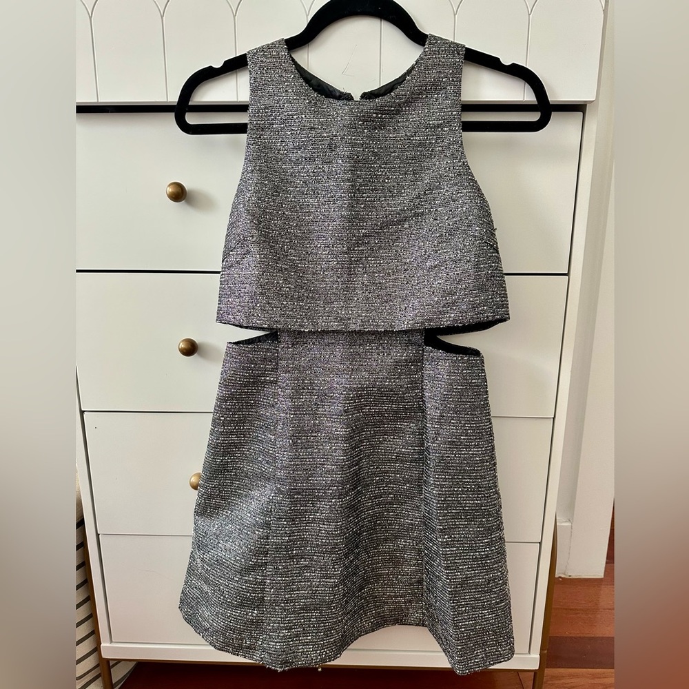 Metallic Cut-Out Mini Dress